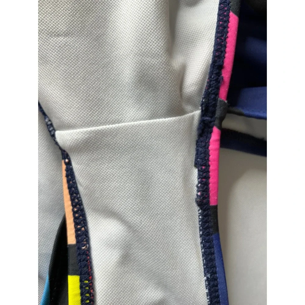 Pop Art‎ Abstract Face One Piece Swimsuit Blue Pink 2XL Front Zip Scoop Back